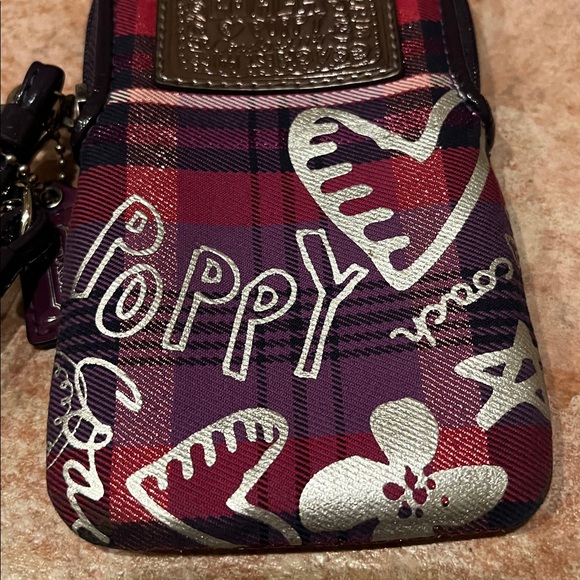 Coach Poppy Plaid Wristlet with Heart Accents - Picture 2 of 6
